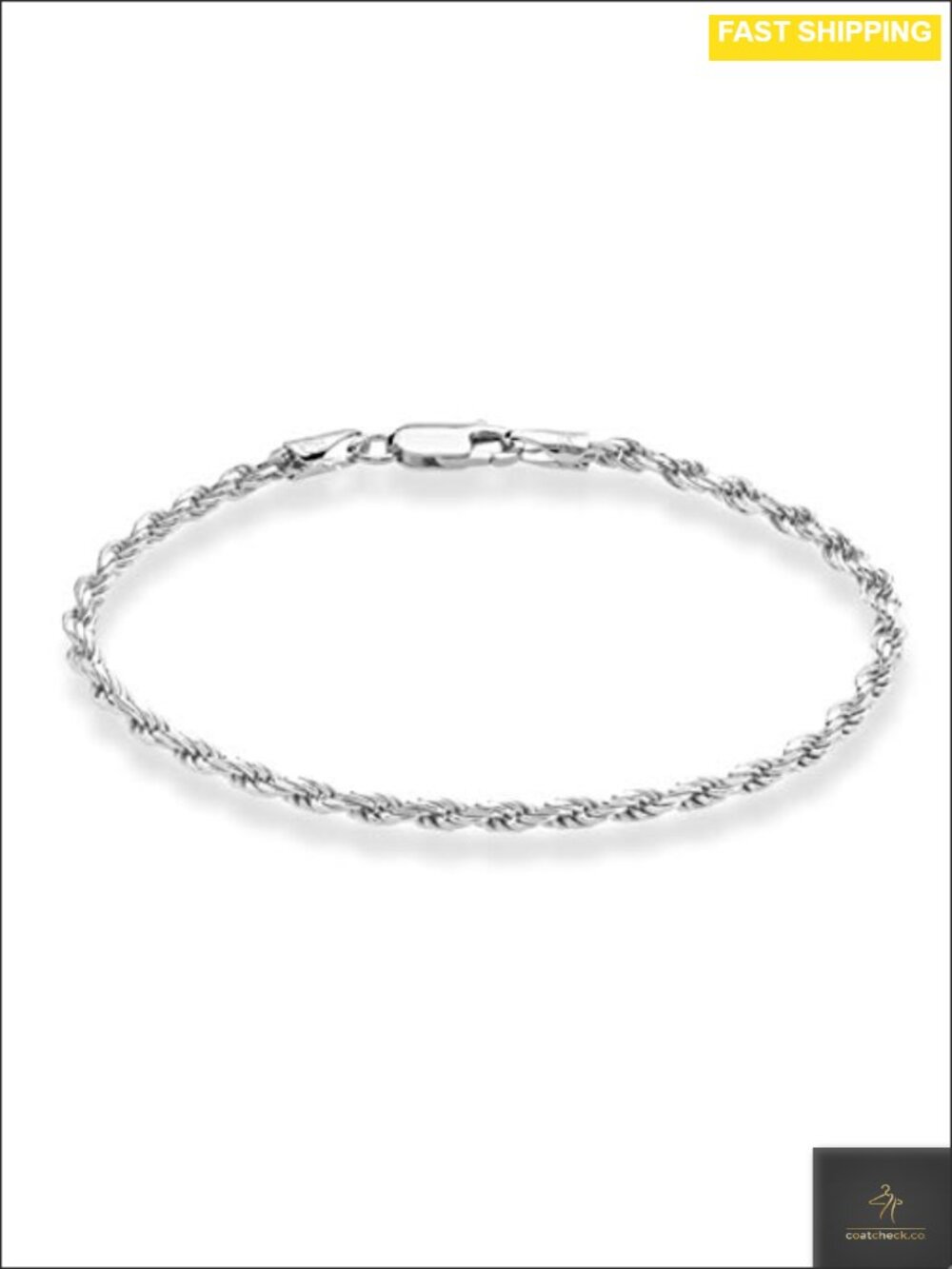 Italian 925 Sterling Silver 2mm 3mm Twisted Rope Chain Bracelet